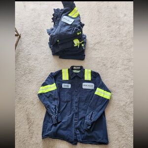 Cintas High Visibility Uniform Shirt Blue long sleeve size mens large lot of 13